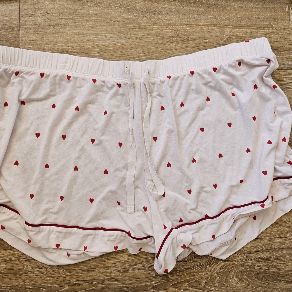 Victoria's Secret Red and White Heart Polka Dot Pajama Set XXL, Draw String
